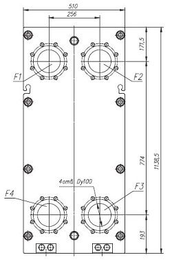 Габаритный чертёж ТПлР T250 EL.01.